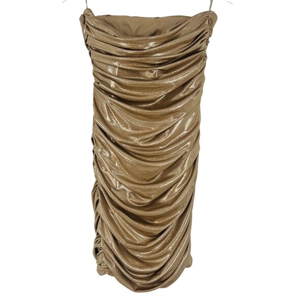 NWT Zara Gold Strapless Ruched Mini Dress • Y2K Baddie Party Club Glam Coquette - Picture 10 of 16
